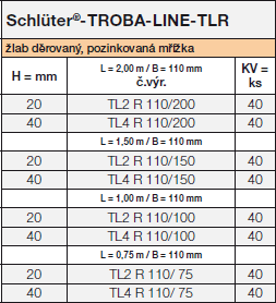 <a name='tlr'></a>Schlüter®-TROBA-LINE-TLR